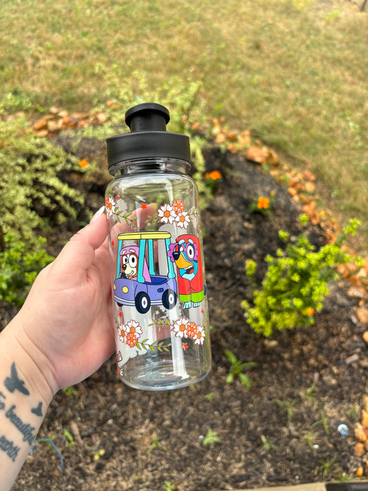 Pup floral kids water bottle