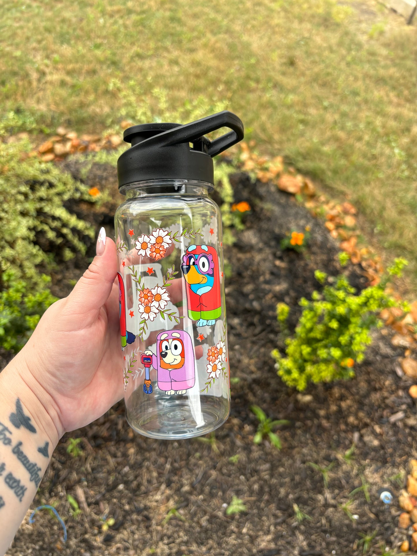 Pup floral kids water bottle