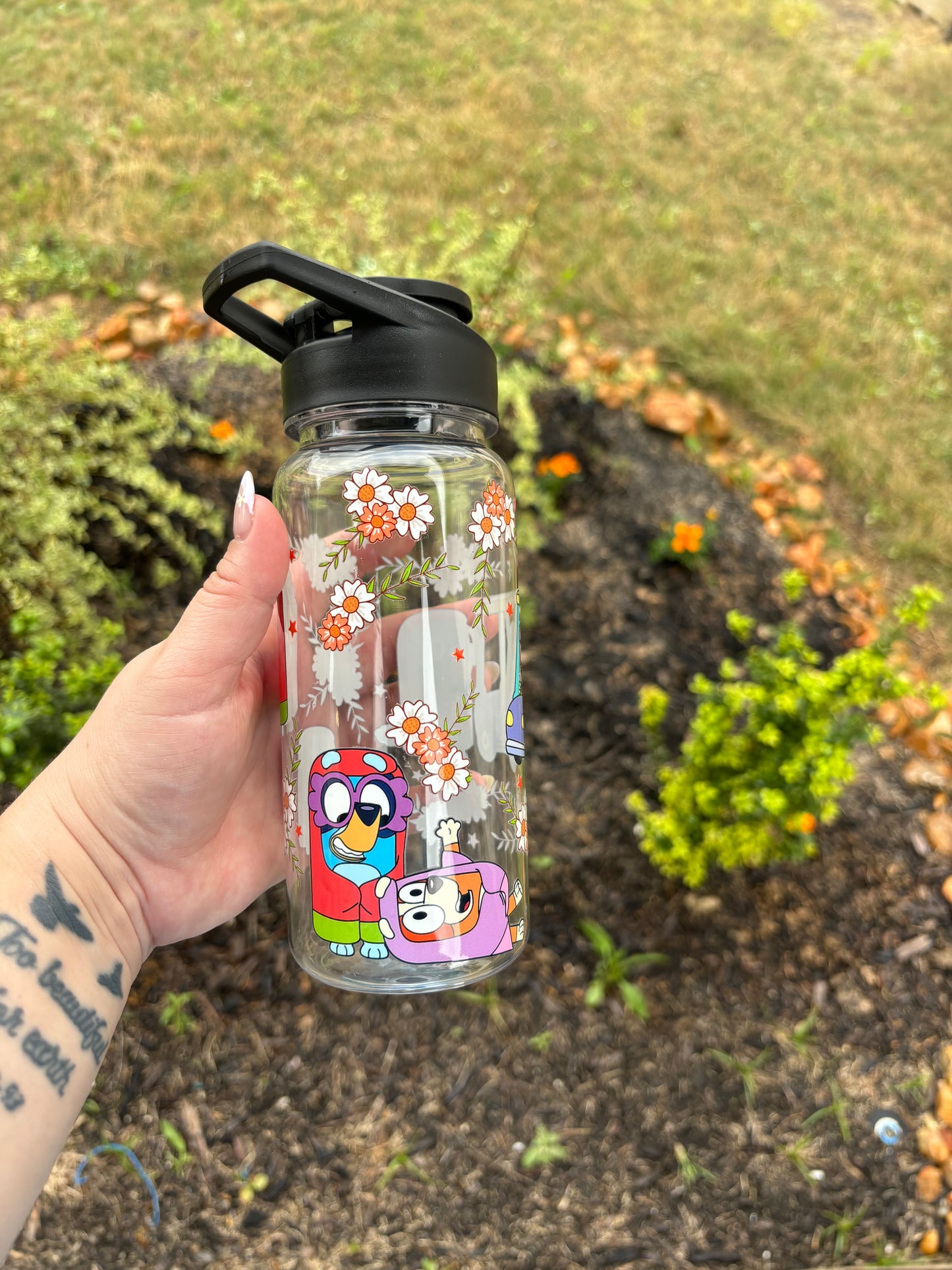 Pup floral kids water bottle