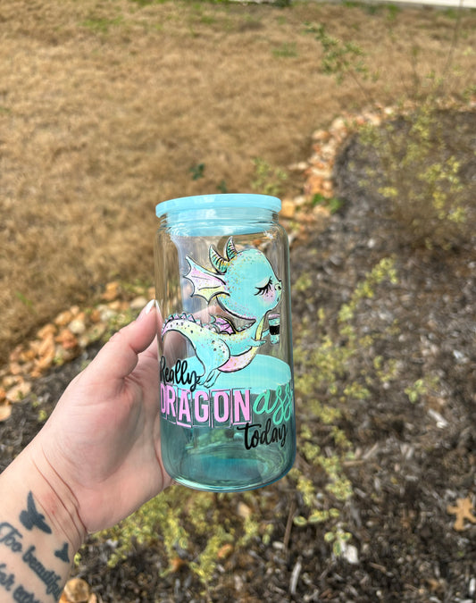 Dragon ass 16oz glass can